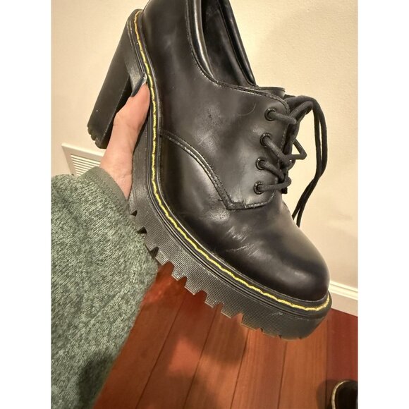 Dr. Doc Martens Salome Womens Size 7L Black Smooth Leather Platform Heels Shoes - Picture 10 of 13